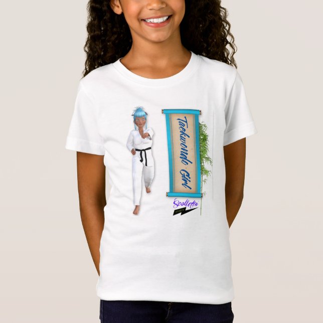 Camiseta Boneca T da menina de Scolletta "Taekwondo" (Frente)