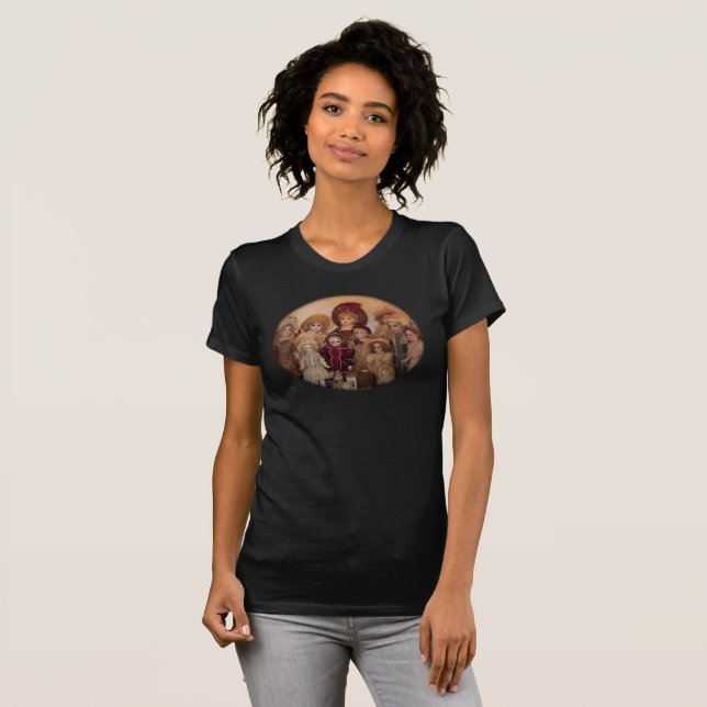 Camiseta Bonecas e Amigos Franceses Mulheres T (Frente Completa)