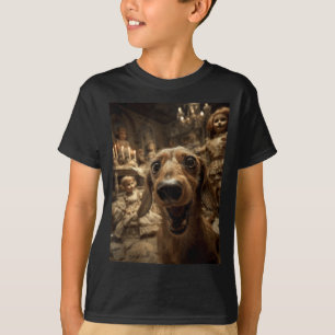 Camiseta Bonecas Engraçadas de Dachshund Selfie Assustadora