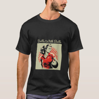 Camiseta Bonecas femininas com bolas Vintage Retro Match