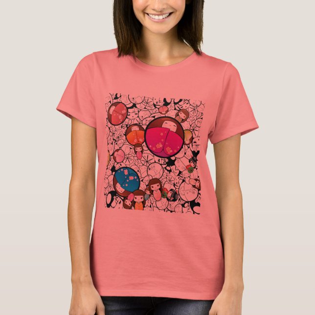 Camiseta Bonecas Kokeshi Japonesas (Frente)
