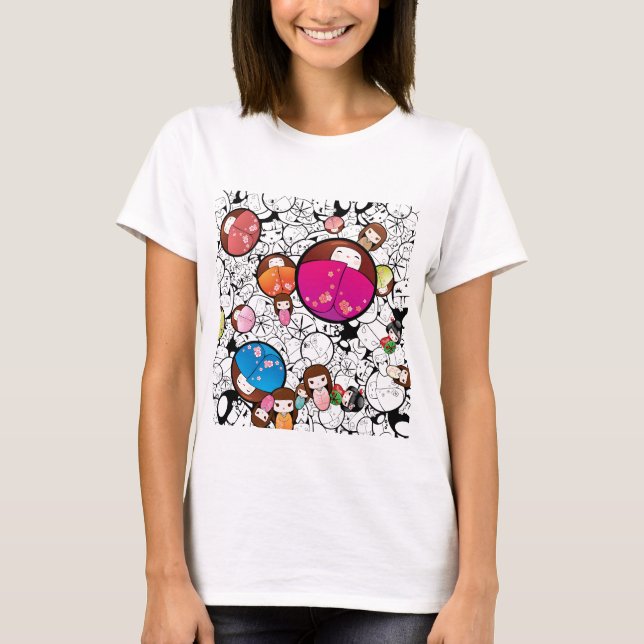 Camiseta Bonecas Kokeshi Japonesas (Frente)