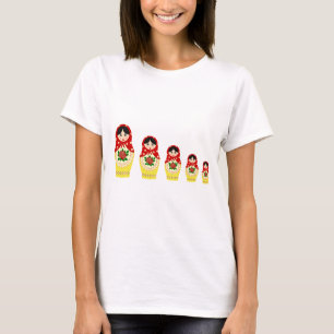 Camiseta Bonecas vermelhas do assentamento do matryoshka do