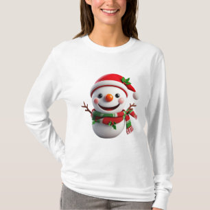 Camiseta Boneco de Neve Alegre Com Chapéu de Papai Noel