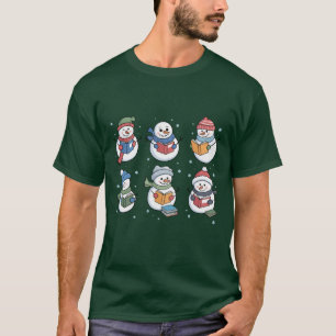 Camiseta Boneco de Neve Amante de Livros Presente de Leitur