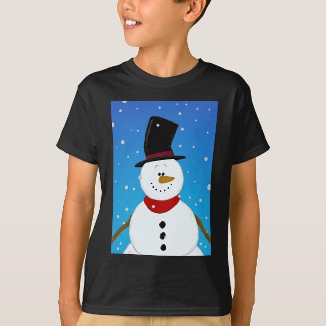 Camiseta Boneco de neve - azul (Frente)