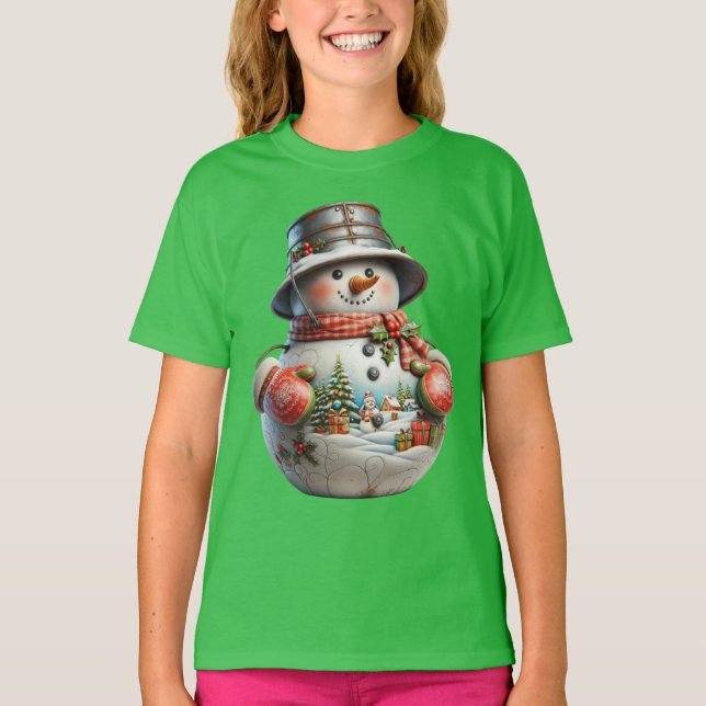 Camiseta Boneco de Neve com Cachecol Vermelho, Natal, Autor (Frente)