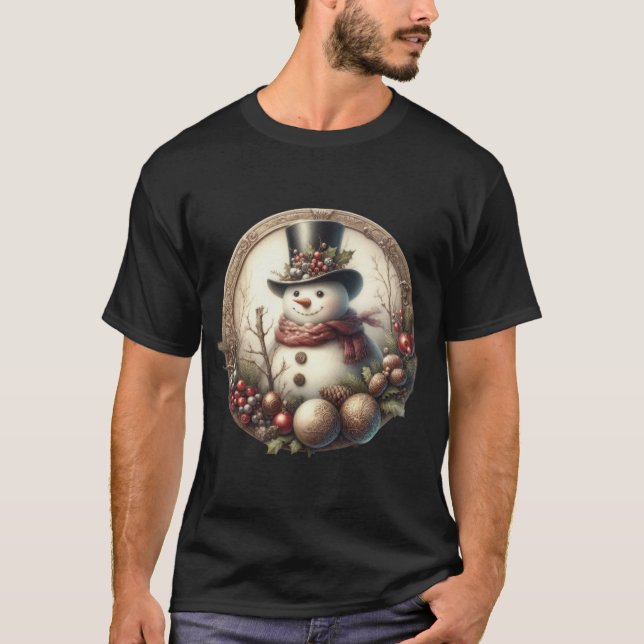 Camiseta boneco de neve com decoração (Frente)