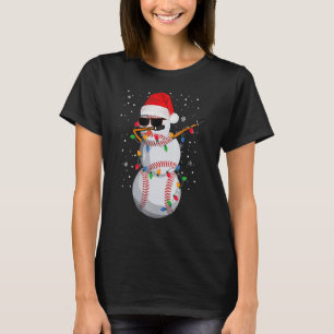 Camiseta Boneco de Neve Dabbing Bola de Beisebol Papai Noel