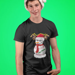Camiseta Boneco de Neve de Beisebol Decorado Com Lanches Po