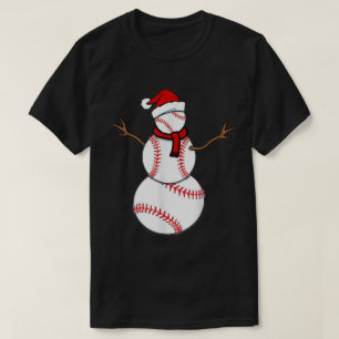 Camiseta Boneco de Neve de Beisebol Feliz Natal Arte