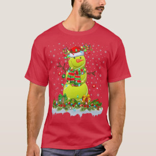 Camiseta Boneco de Neve de Bola de Tênis Engraçado Luzes de