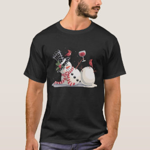 Camiseta Boneco de Neve de Natal com Presente de Vinho Nata
