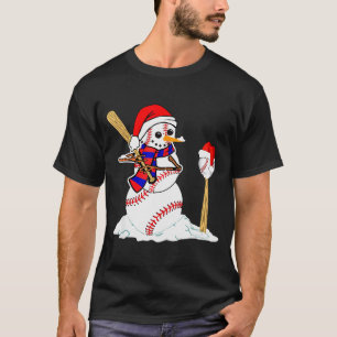 Camiseta Boneco de Neve de Natal de Beisebol Jogando Beiseb