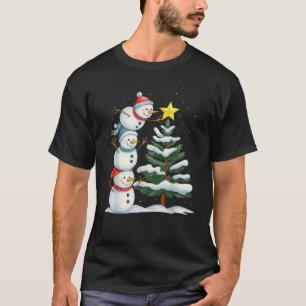 Camiseta Boneco de Neve de Natal Engraçado Topper Árvore Fe