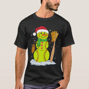 Camiseta Boneco de Neve de Natal Jarro de Softbol para Meni