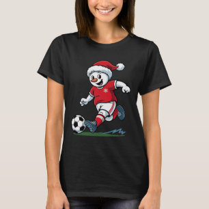 Camiseta Boneco de Neve de Natal Jogando Futebol Jogador Di