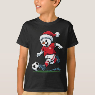 Camiseta Boneco de Neve de Natal Jogando Futebol Jogador Di