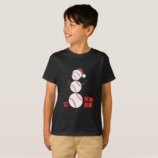 Camiseta Boneco de neve do basebol do Natal engraçado