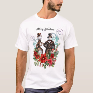 Camiseta boneco de neve e moça-de-neve