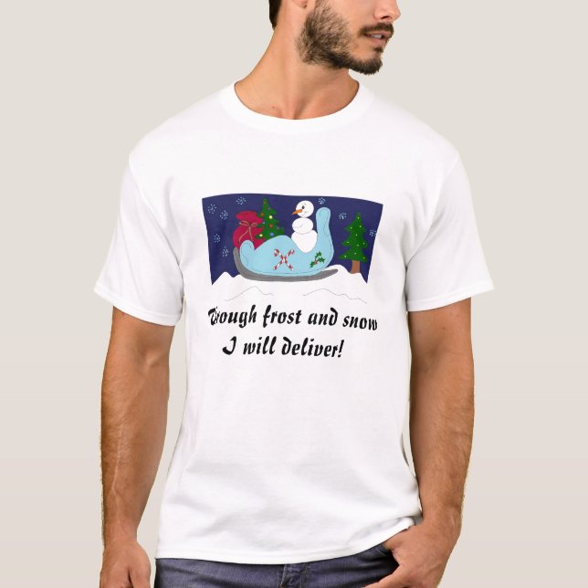 Camiseta Boneco de Neve em um Trenó (Frente)