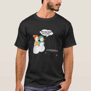 Camiseta Boneco de Neve Engraçado Menopausa Natal Onda de C