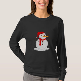 Camiseta Boneco de Neve Feliz com um Chapéu de Papai Noel