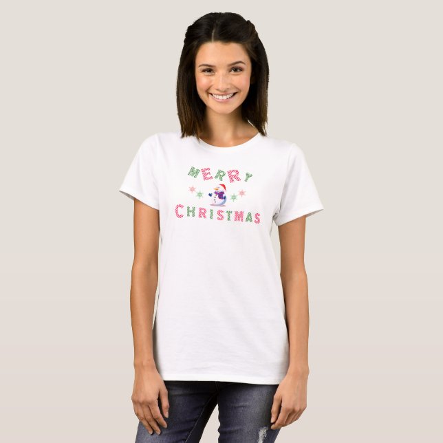 Camiseta Boneco de Neve Feliz Natal (Frente Completa)