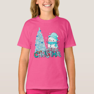 Camiseta Boneco de Neve Feliz Natal Papai Noel Árvore Neve