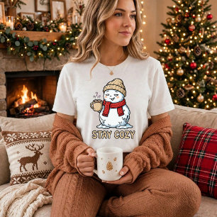 Camiseta Boneco de Neve Fique Aconchegante Design de Chocol