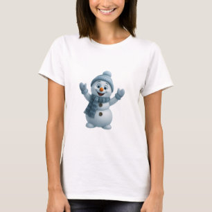 Camiseta Boneco de Neve Fofo com Cachecol Azul – Adorável C