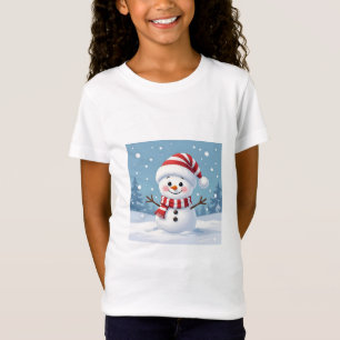Camiseta Boneco de neve fofo com cachecol e chapéu
