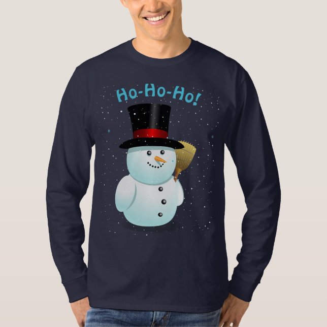 Camiseta Boneco de neve legal com o chapéu alto de feltro (Frente)
