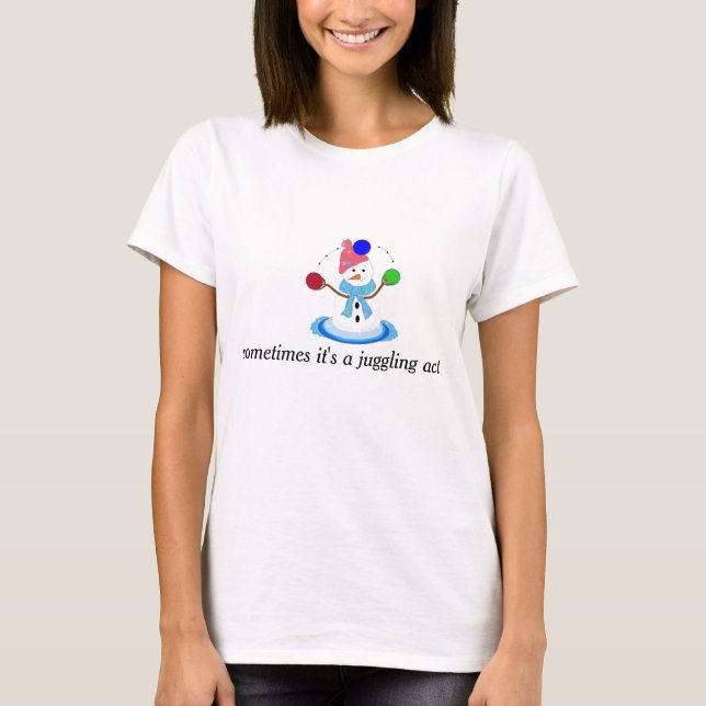 Camiseta Boneco de Neve Malabarista com Dito Popular (Frente)