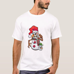 Camiseta boneco de neve mau de natal com cabeça de monstro
