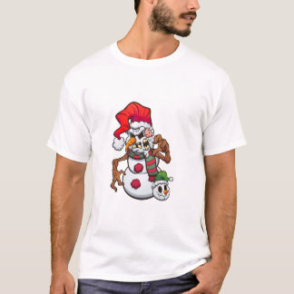 Camiseta boneco de neve mau de natal com cabeça de monstro 