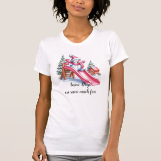 Camiseta Boneco de Neve Rosa Dias Divertidos