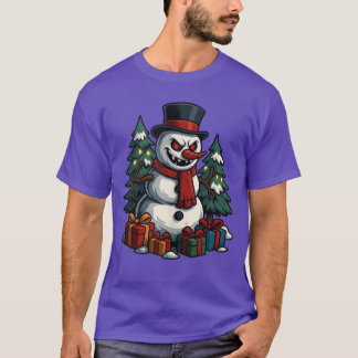 Camiseta Boneco de Neve Sinistro Natal Assustador Roupas de