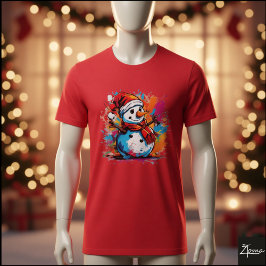 Camiseta Boneco de Neve Vibrante Cachecol de Papai Noel Sal