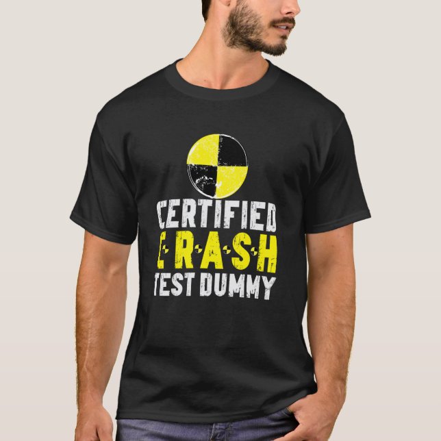 Camiseta Boneco de Teste de Colisão Certificado Engraçado A (Frente)