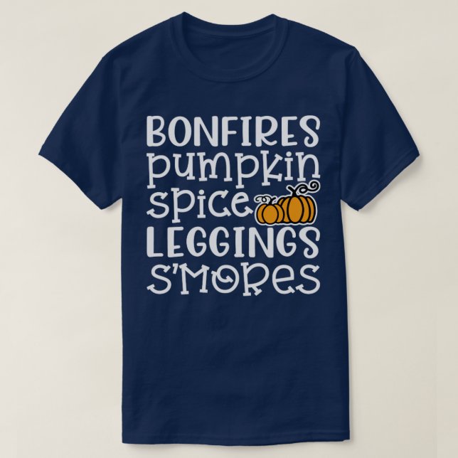 Camiseta Bonfire Pumpkin Spice Leggings Smores Halloween F (Frente do Design)