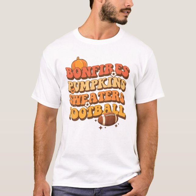 Camiseta Bonfire Sweater Pumpkins Futebol Retro Fall Tha (Frente)