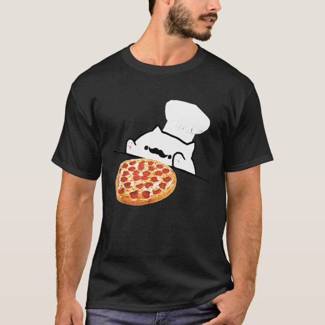 Camiseta Bongo Cat Pizza Chef Memórias de Tanque (Frente)