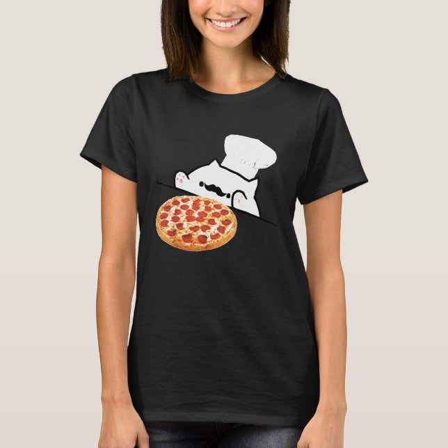 Camiseta Bongo Cat Pizza Chef Memórias de Tanque (Frente)