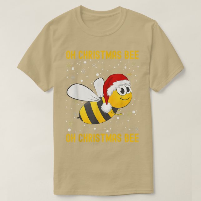 Camiseta Bonita abelha de Natal Oh Piada de Árvore de Natal (Frente do Design)