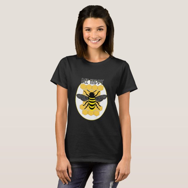 Camiseta Bonita Abelha Feliz, Diversão, Bumble Bee Graphic (Frente Completa)