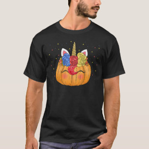 Camiseta Bonita Abóbora Unicorn Rosto Fácil Halloween G