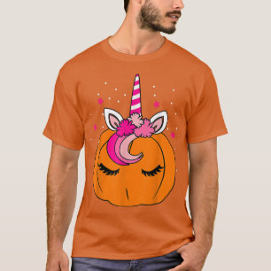 Camiseta Bonita Abóbora Unicorn Rosto Fácil Halloween G