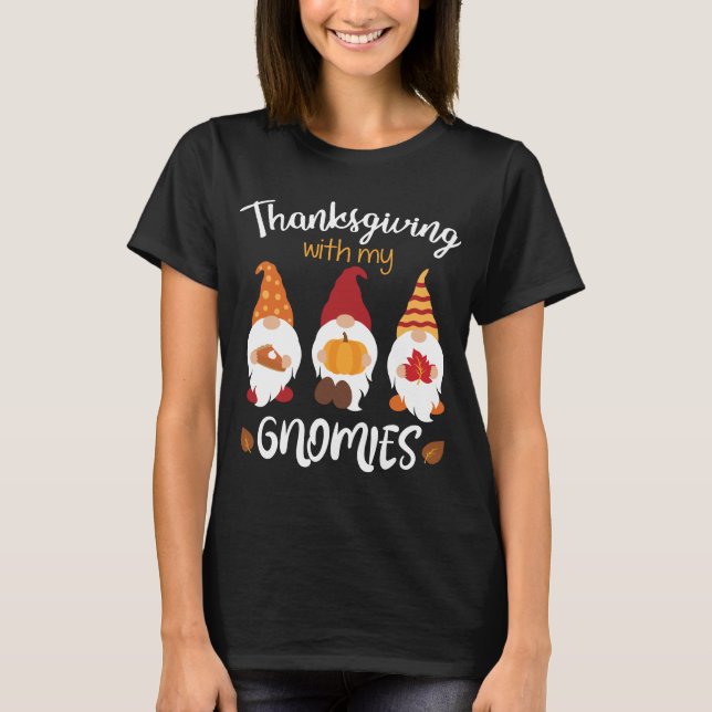 Camiseta Bonita Ação De Graças Com Meus Gnomos/Gnomos (Frente)