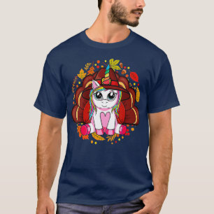 Camiseta Bonita Ação De Graças Do Unicórnio Para Meninas Pi